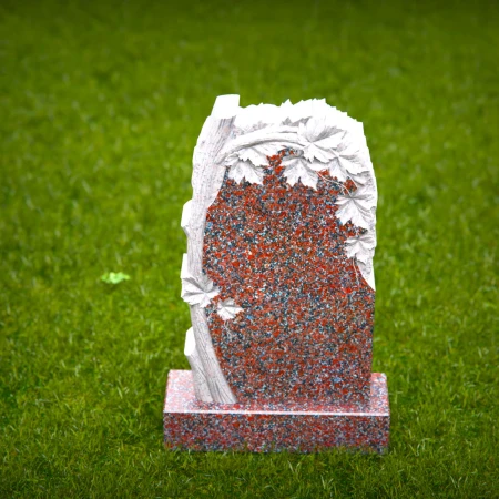 1518 - Granite Headstone with Carved Tree and Leaf Design - 1