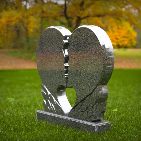 1479 - Broken Heart Companion Headstone in Polished Granite - 4