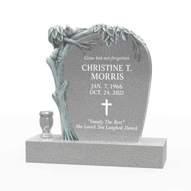 1201122 - Headstone with Tree and Leaf Carving