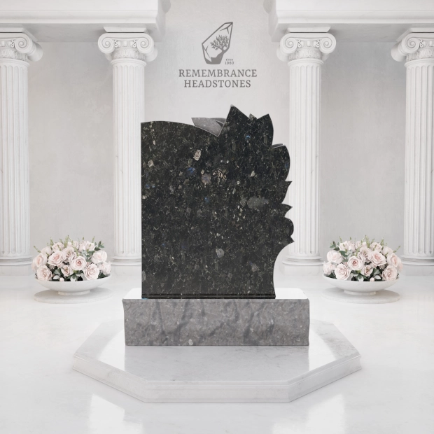 Luxury Child Calla Lily Granite Headstone with Portrait