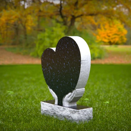 1448 - Heart-Shaped Memorial Headstone with Embracing Hands - 5