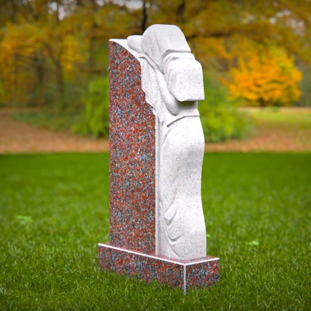 1509 - Granite Memorial Headstone with Mourning Angel Statue - 7