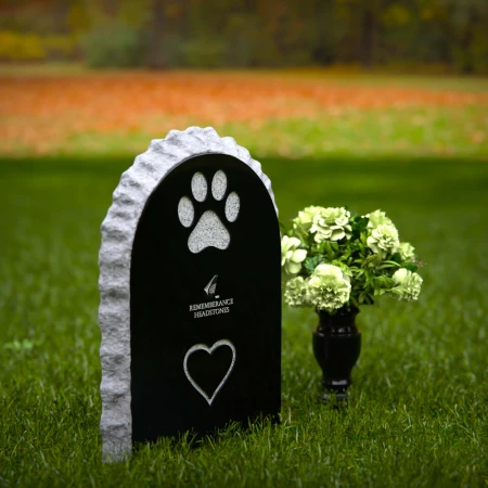 1269 - Granite Pet Memorial Headstone with Heart Design and Textured Edges – A Loving Tribute - 50