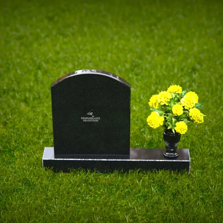 1320 - Classic Arched Granite Headstone with Polished Vase