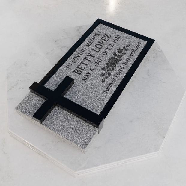 Luxury Cross Flat Granite Headstone