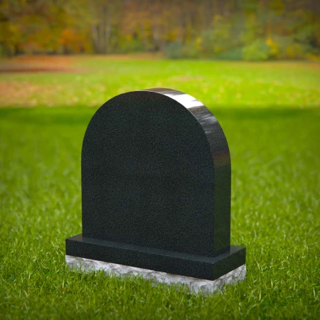 1564 - Black Granite Headstone with Engraved Doves in Flight - 2