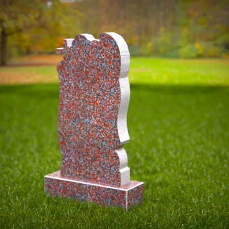 1527 - Granite Angel Headstone with Cross Accent - 1