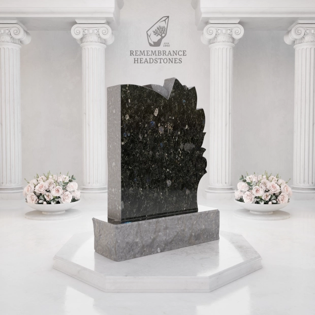 Luxury Child Calla Lily Granite Headstone with Portrait