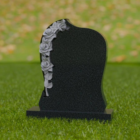 1744 - Elegant Curved Memorial Headstone with Carved Roses – A Timeless Tribute