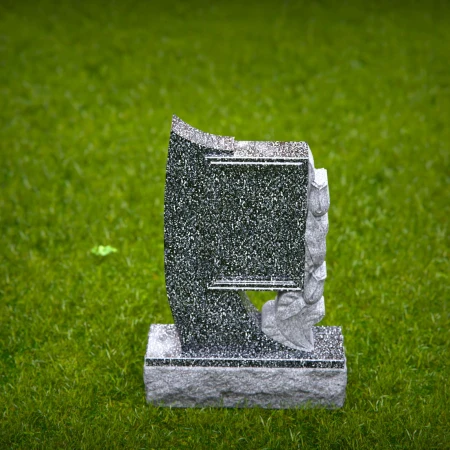 1469 - Unique Granite Memorial Headstone with Elegant Tulip Carving - 4