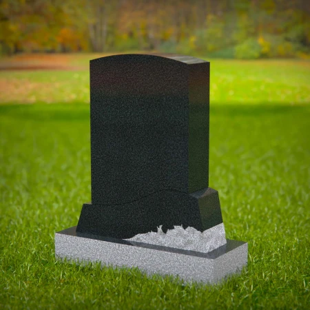 1583 - Elegant Black Granite Headstone with Floral Carving - 4