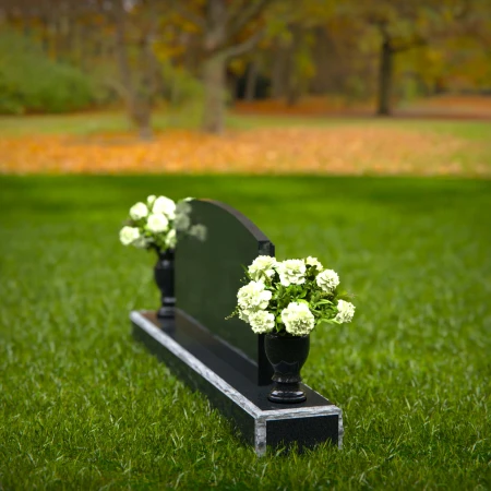 1279 - Double Vase Granite Headstone with Gently Arched Design - 3