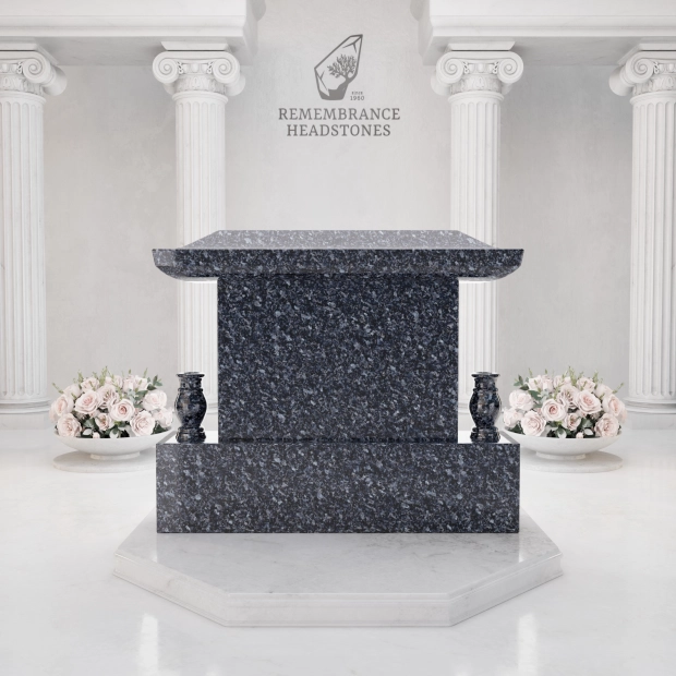 Luxury Japanese Roof Companion Granite Memorial with Portrait Panel