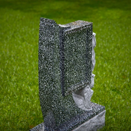 1469 - Unique Granite Memorial Headstone with Elegant Tulip Carving - 5