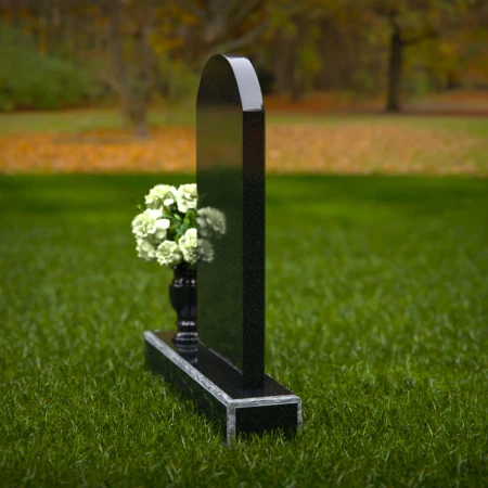 1294 - Classic Arched Granite Headstone with Single Flower Vase - 52