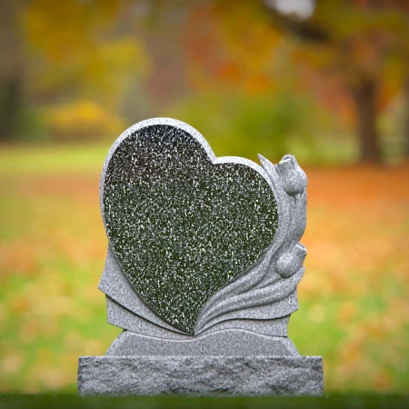 1533 - Heart-Shaped Granite Memorial Headstone - 7