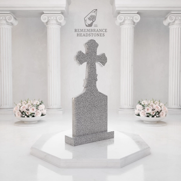 Luxury Hand-Carved Crucifix Granite Headstone