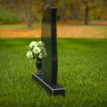 1280 - Modern Curved Granite Headstone with Single Flower Vase - 55