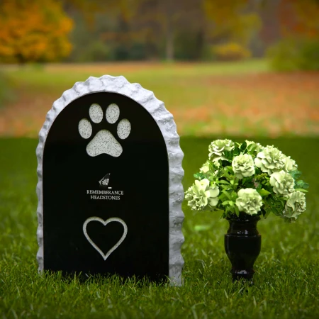 1269 - Granite Pet Memorial Headstone with Heart Design and Textured Edges – A Loving Tribute - 42