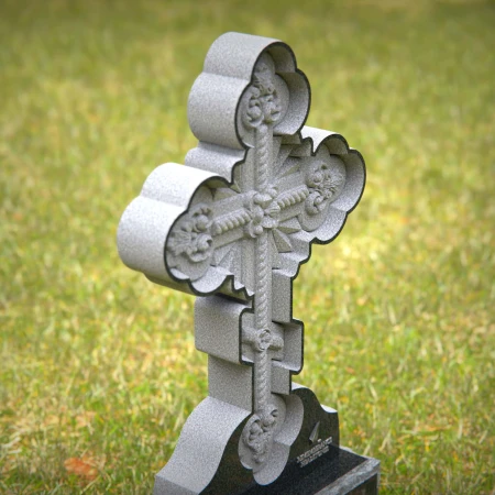 1239 - Ornate Cross Design Granite Headstone for Memorials - 46