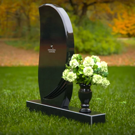 1280 - Modern Curved Granite Headstone with Single Flower Vase - 53