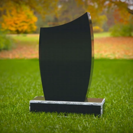 1587 - Sleek Curved Black Granite Headstone – Modern & Elegant Memorial