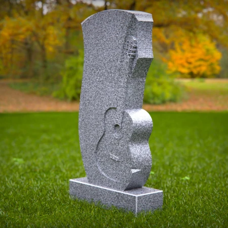 1500 - Granite Memorial Headstone with Guitar Carving - 5