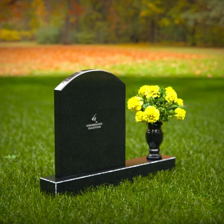 1320 - Classic Arched Granite Headstone with Polished Vase - 55