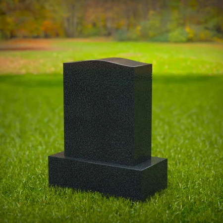 1580 - Elegant Black Granite Headstone with Heart, Cross & Wedding Rings - 1