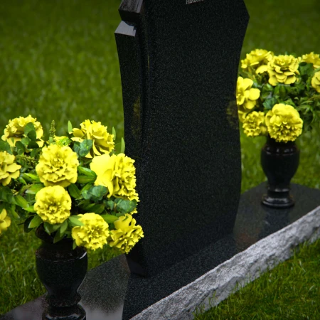 1285 - Unique Shaped Granite Headstone with Dual Flower Vases - 56