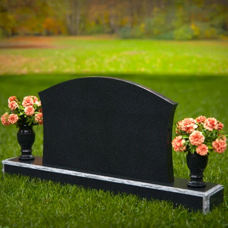 1313 - Arched Granite Headstone with Dual Flower Vases - 54