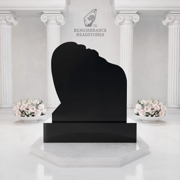 Luxury Heart-Shaped Granite Monument — Weeping Angel Relief