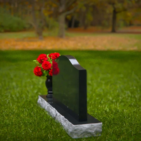 1278 - Graceful Waved Granite Headstone with Polished Flower Vase - 52