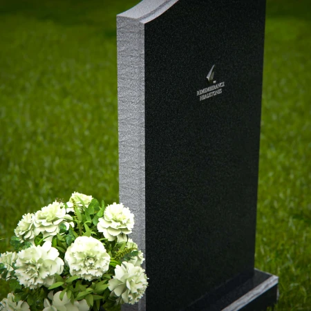 1291 - Granite Upright Headstone with Single Flower Vase and Curved Top - 32