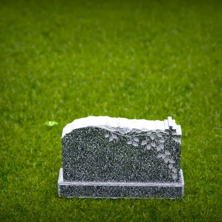 1544 - Classic Granite Headstone with Cross and Vine Leaf Engraving - 3