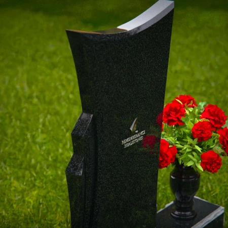 1308 - Contemporary Granite Headstone with Unique Shape and Flower Vase - 53