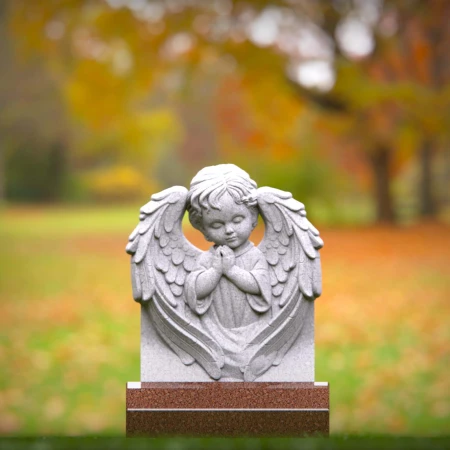 1447 - Angel Memorial Headstone for Children – Praying Cherub Design - 3