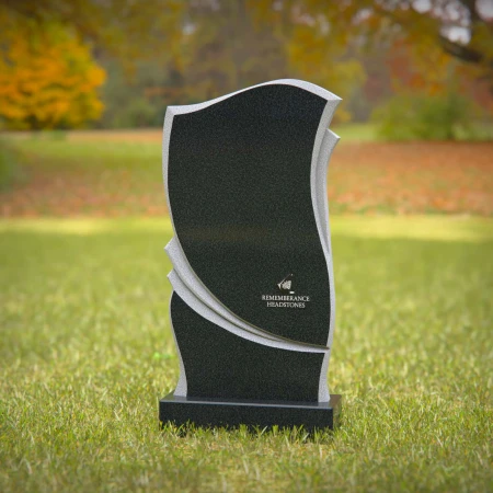 1244 - Modern Curved Granite Headstone – Contemporary Memorial Design