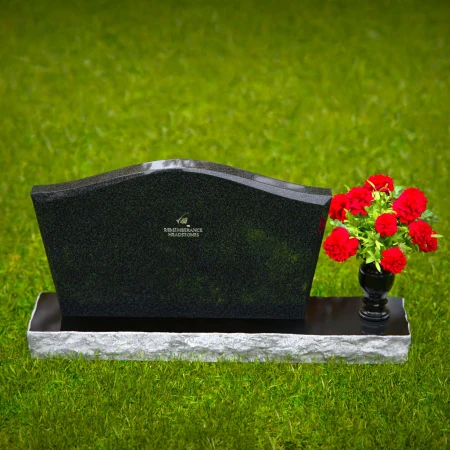 1299 - Waved Granite Headstone with Single Flower Vase