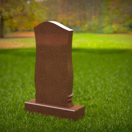 1481 - Classic Curved Brown Granite Headstone with Elegant Base - 4