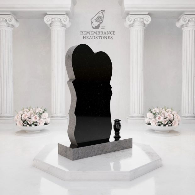 Premium Heart Shape Memorial with Flowing Ribbon & Lily Motif