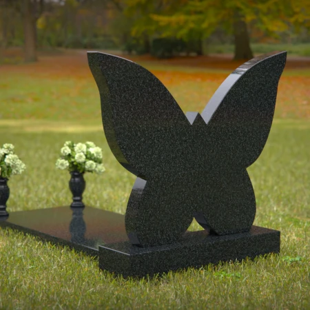 1252 - Butterfly-Shaped Granite Headstone for Children - Elegant Memorial Design - 6