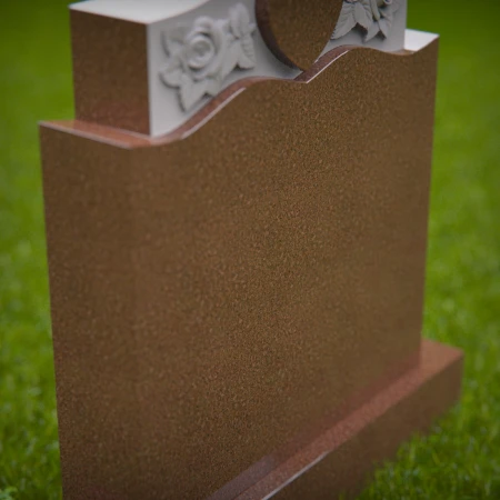 1429 - Heart-Themed Memorial Headstone with Floral Rose Detailing - 2