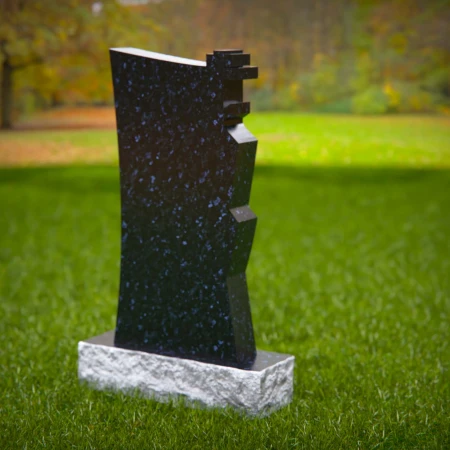 1485 - Modern Black Granite Memorial Headstone with Cross Accent - 3