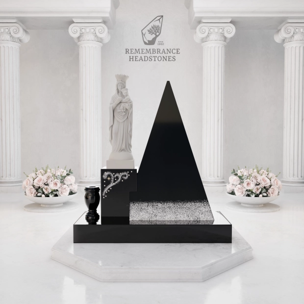 Luxury Pyramid-Shape Upright Granite Monument — Madonna
