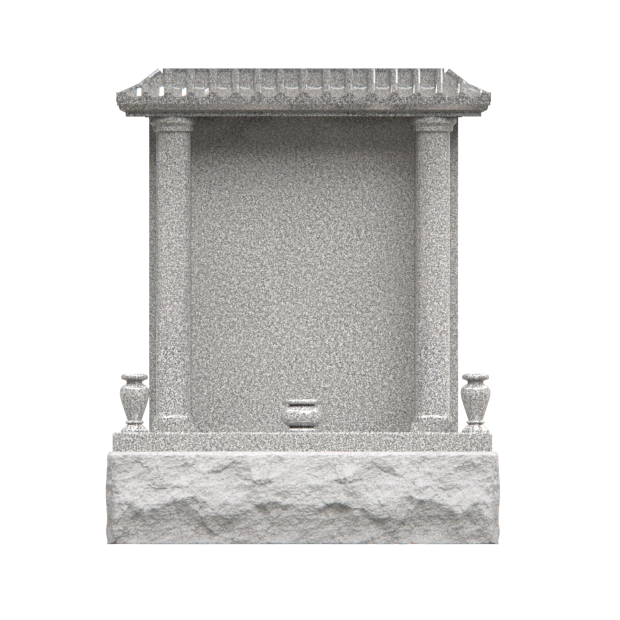 1201075 - Upright Granite Monument With Asian-Inspired Roof Design
