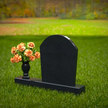 1310 - Classic Arched Granite Headstone with Single Flower Vase - 54