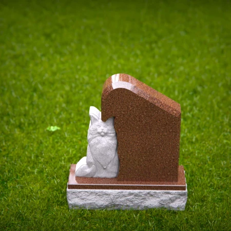 1464 - Elegant Slanted Brown Granite Cat Memorial Headstone - 3