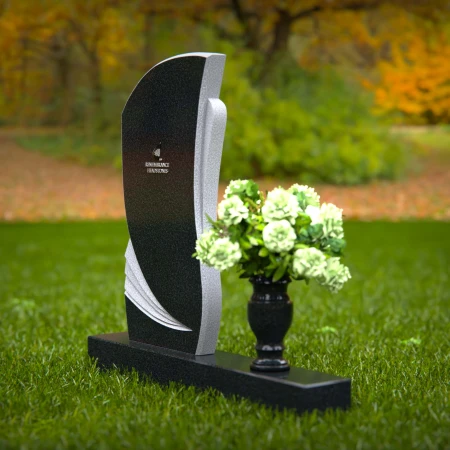 1364 - Elegant Curved Granite Headstone with Modern Carved Accents - 28