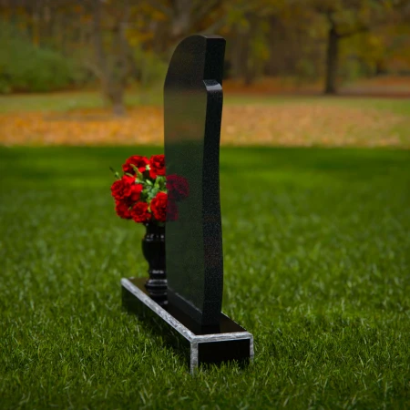 1283 - Modern Granite Headstone with Artistic Curves and Matching Vase - 54